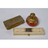 A Georgian ivory toothpick case and other items