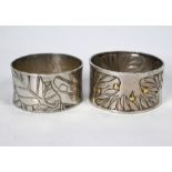 Two contemporary design Scottish silver napkin rings