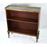 A Victorian grey marble top mahogany open bookcase