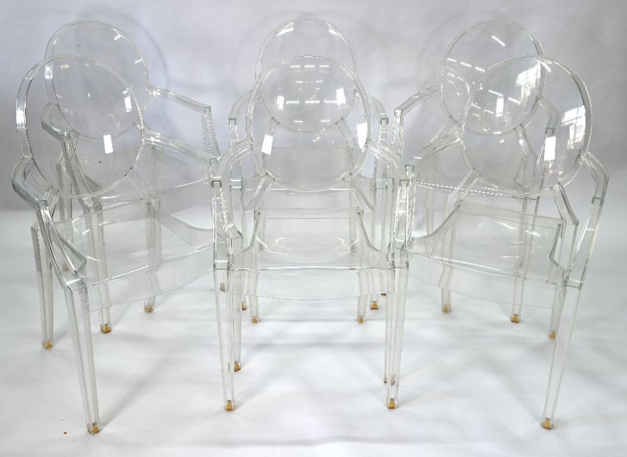 A set of six stacking 'Louis Ghost' chairs by Kartell