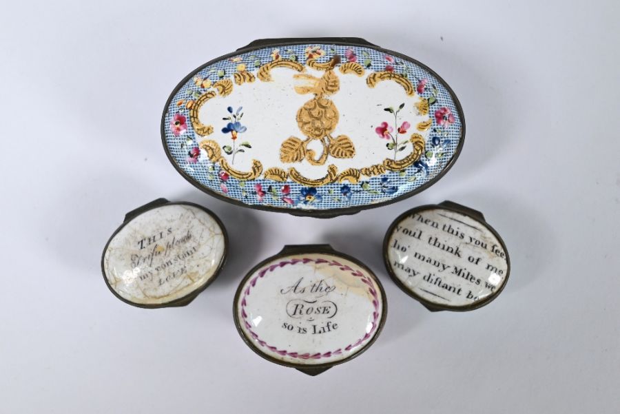 A 19th century Continental enamel oval box and three others - Image 2 of 3