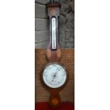 T T Johnson, Salisbury, a Sheraton Revival style inlaid satinwood barometer