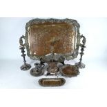 Victorian plated on copper table ware