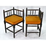 A companion pair of bobbin turned corner chairs