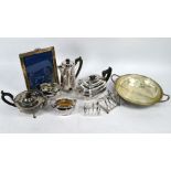 Silver teapot and photograph frame, to/w ep tablewares