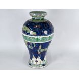 A Chinese wucai baluster vase, late Qing, 41 cm high