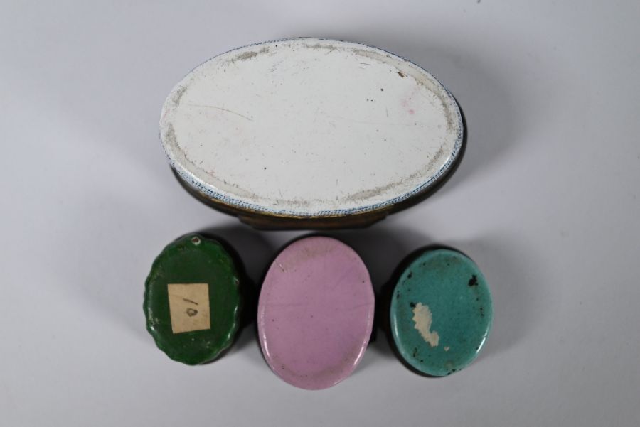 A 19th century Continental enamel oval box and three others - Image 3 of 3