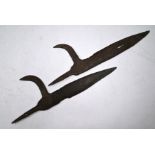 Two antique forged iron halberd blades
