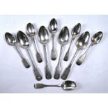 George III Scottish silver fiddle pattern dessert spoons, etc.