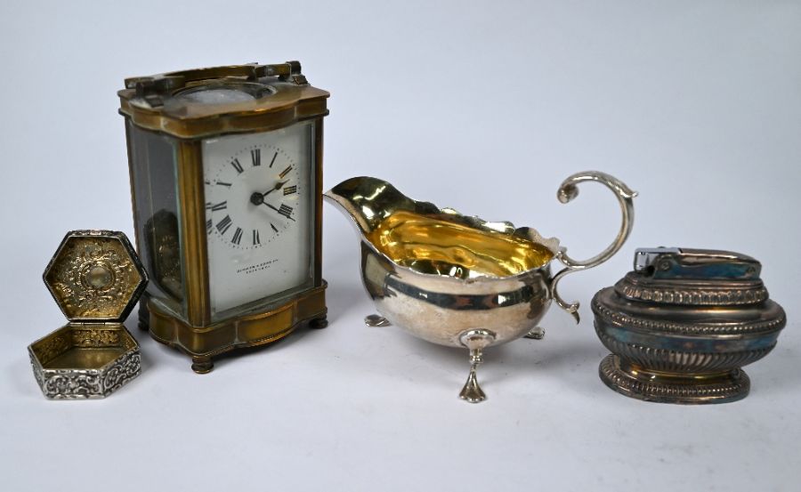 George II silver sauce-boat, pill box, etc. - Image 4 of 4