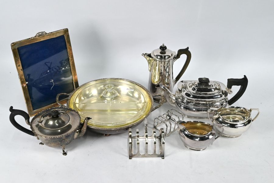 Silver teapot and photograph frame, to/w ep tablewares - Image 2 of 4