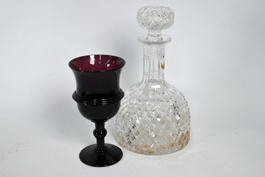 Antique amethyst glass goblet