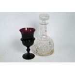 Antique amethyst glass goblet