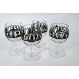 A set of four large Art Deco glasses