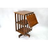 An early 20th century oak three tier revolving bookcase