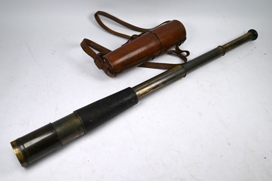 A brass three-draw telescope by Ross of London