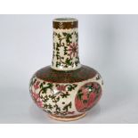 A Chinese crackle-glazed polychrome vase to/w turquoise monochrome vase, Kangxi style