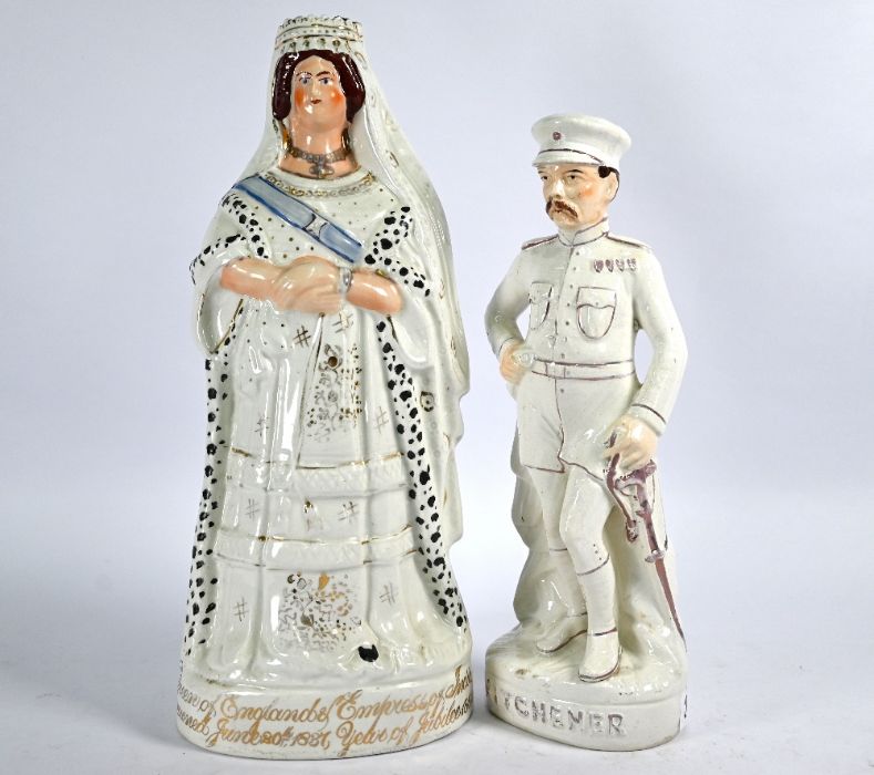 A Victorian Staffordshire pottery large figure of Queen Victoria - Image 2 of 3