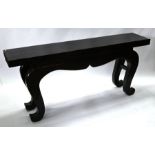 A Japanese black lacquered hardwood altar table, 20th century