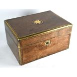 A Victorian brass mounted rosewood toilet case