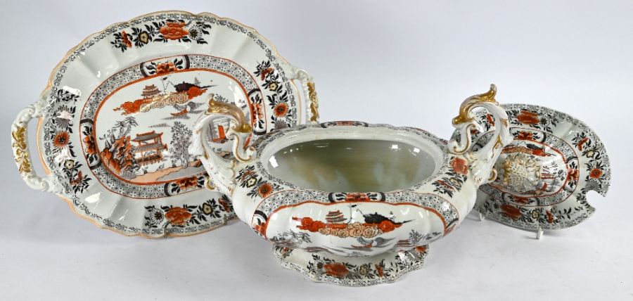 Early 19th century Mason's Ironstone oval soup tureen, cover and stand - Image 2 of 3