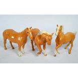 Three Beswick Palomino ponies