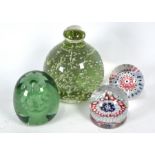 A floral glass ovoid dump and other items