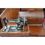 Antique Singer sewing machine, in oak case