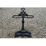Victorian cast iron black painted stick stand