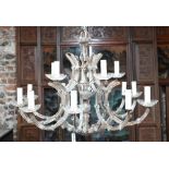 A large vintage glass framed chandelier, fifteen branches approx. 85 cm dia.