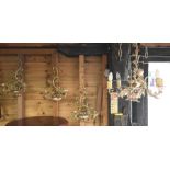 Six branch electrolier and wall sconces