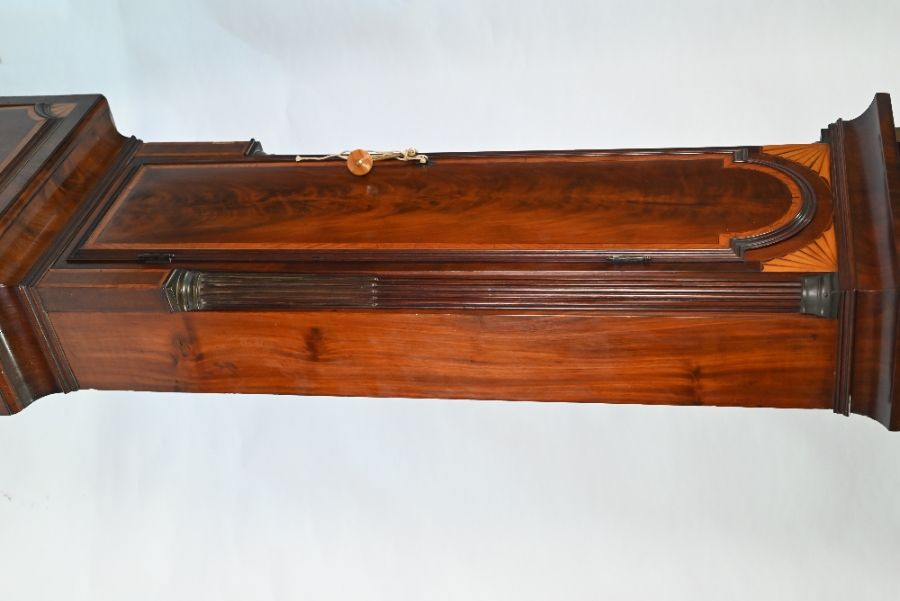 Grant, London, a George III flame mahogany and satinwood long-case clock - Image 5 of 5