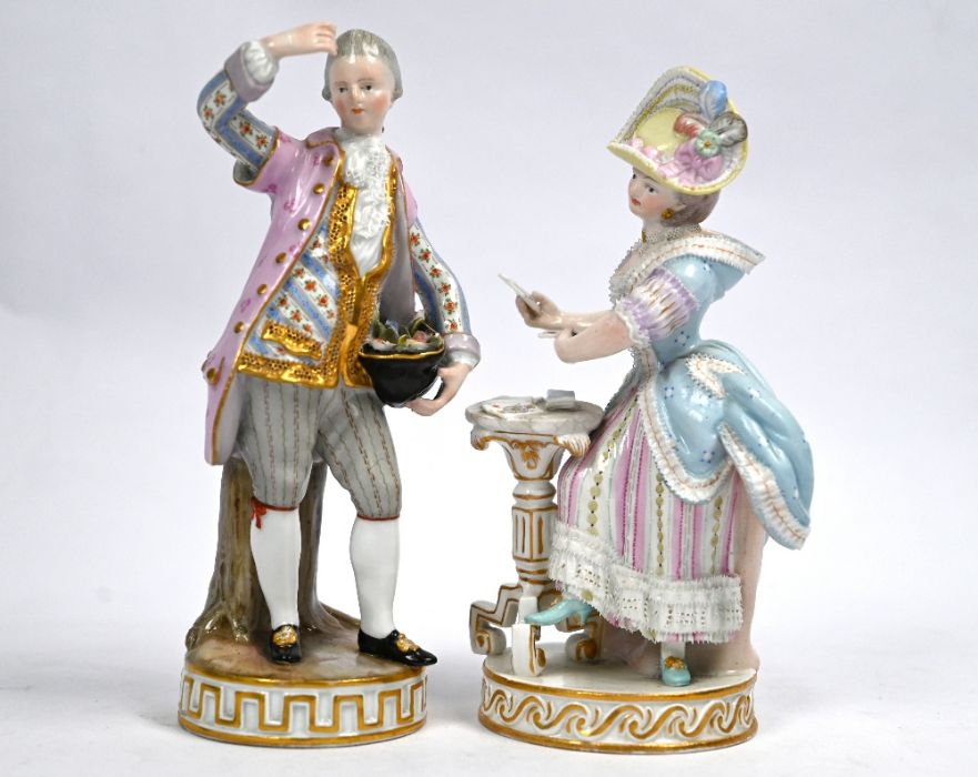 A pair of Meissen figures - Image 7 of 10