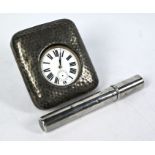 Victorian silver cigar case and travel-watch