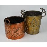 A Newlyn School Arts & Crafts copper cylindrical cache-pot,