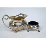 George II silver salt and Edwardian milk jug