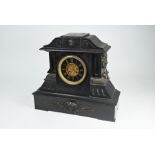 A Large Victorian slate mantel clock - as found