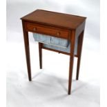 A George III satinwood work table with rise and fall pleated silk screen