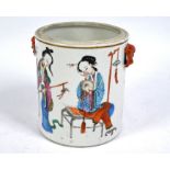 A 19th century Chinese famille rose ladies jar, 13 cm high