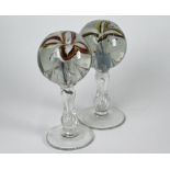 Two 19th century floral specimen glass wig-stands