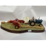 Border Fine Arts 'Hay Baling' (B0738) a Ford 2000 tractor and baler sculpture by Ray Ayres