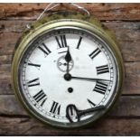 A brass ship's bulkhead clock