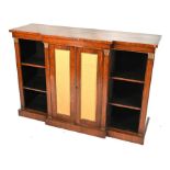A 19th century crossbanded mahogany and rosewood breakfront library cabinet