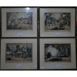 A part set of four early 19th century hand-coloured 'Discover' lithographs from the Napoleonic Wars