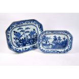 Two 18th century Chinese export blue and platters, Qianlong period
