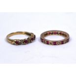 Two ruby and diamond rings