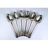 Six George III silver tablespoons, London 1816