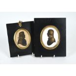 A Georgian Miers silhouette portrait miniature on plaster