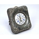 Victorian silver-faced travelling watch stand and watch
