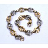 Yellow and white metal diamond set mariner link bracelet